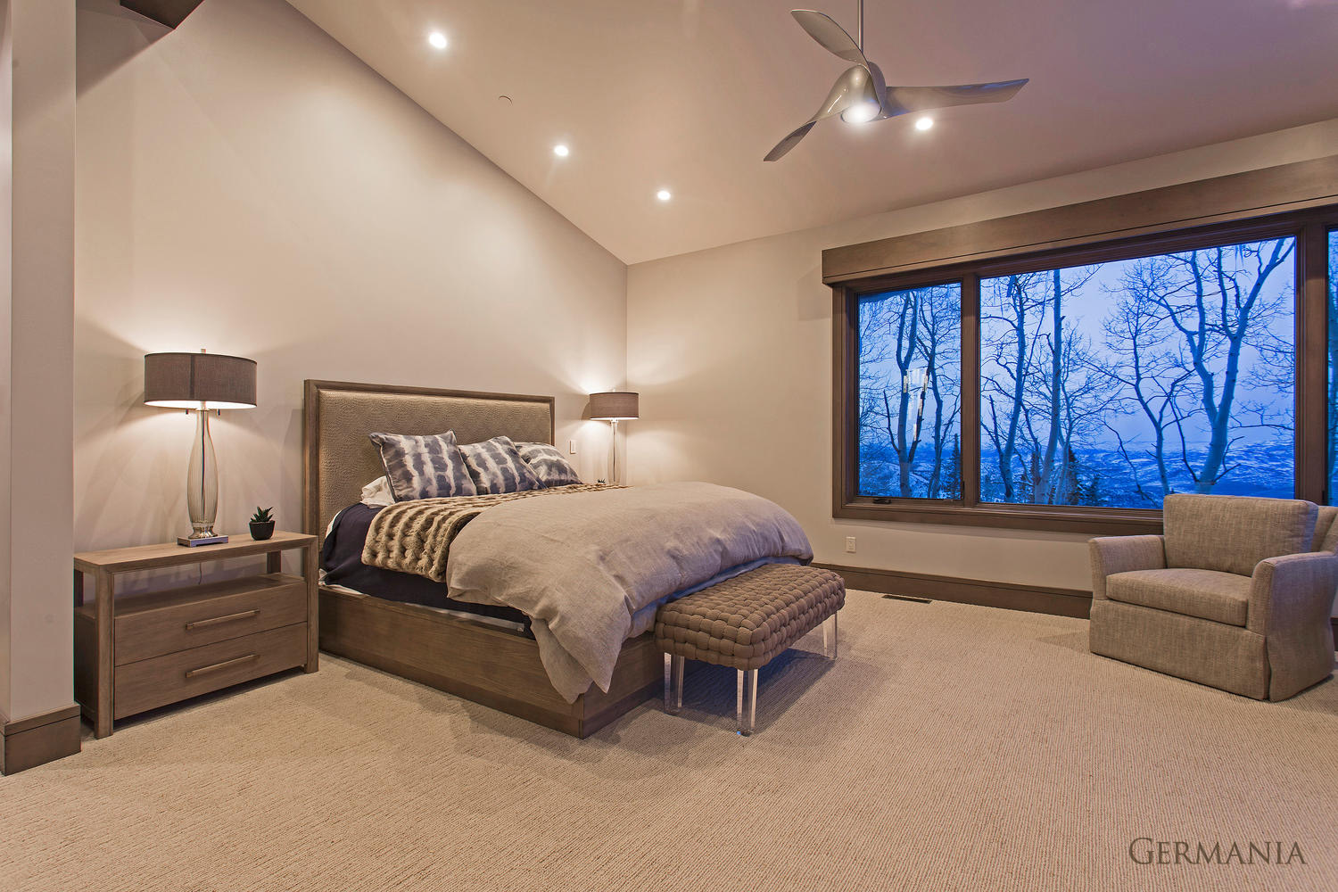 Build your dream house master bedroom with Germania Construction. Even the smaller details such as carpet and light fixtures are never missed and never ignored!