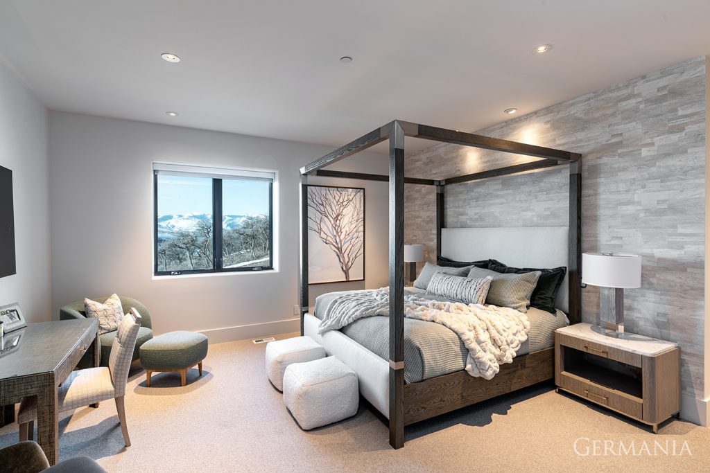 A cozy bedroom to call my own in my new Park City custom home.
