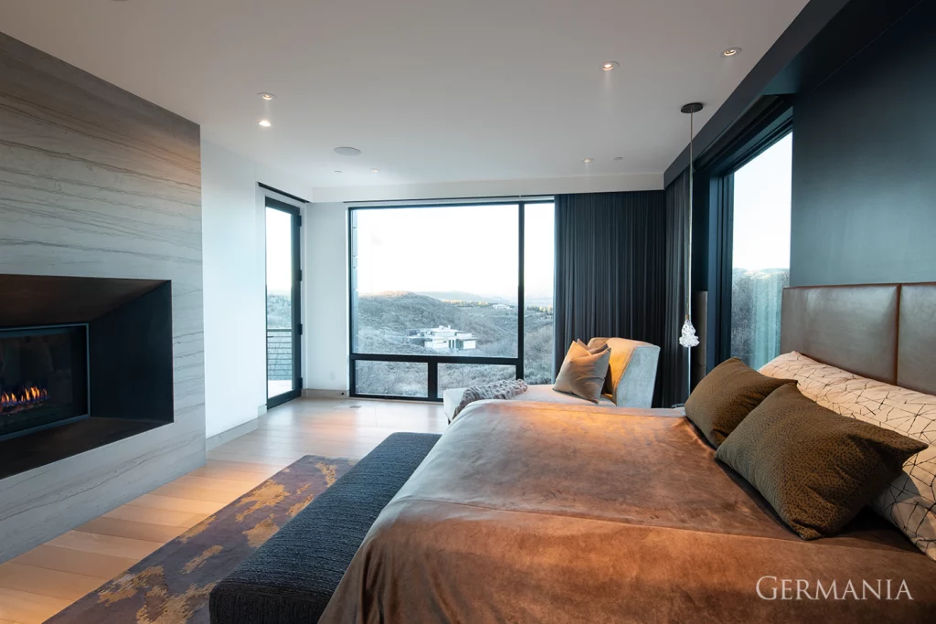 An amazing view in this modern designed bedroom.